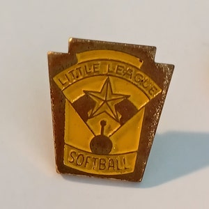 Vintage Little League Softball Revers / Hutnadel aus gelber Emaille, Souvenir 0711