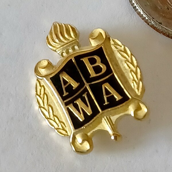 Vintage ABWA American Business Women's Association Gold Tone Lapel Hat Tie Pin Souvenir 1950