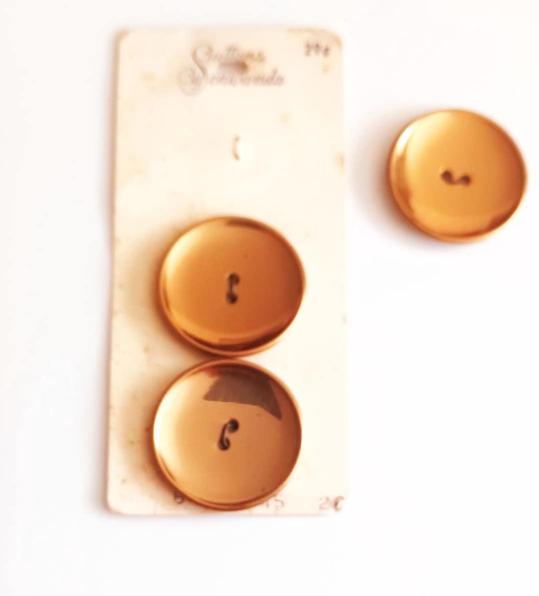 Shanda Button Vintage Buttons by Schwanda 3 Large Gold Tone Metal Round Buttons 1 ...