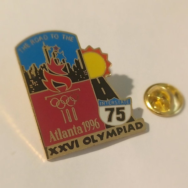 The Road to Atlanta 1996 Olympics 100 Years XXVI Olympiad Interstate 75 Torch Lapel/Hat Pin Souvenir 0216