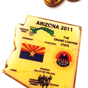 Vintage Arizona The Grand Canyon State AMVETS American Veterans Lapel Hat Tie Pin Souvenir 2036