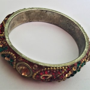 Vintage Indian Style Rhinestone Bangle Bracelet