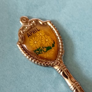 Vintage Fort April Daisy Etched Bowl Collectible Souvenir Spoon