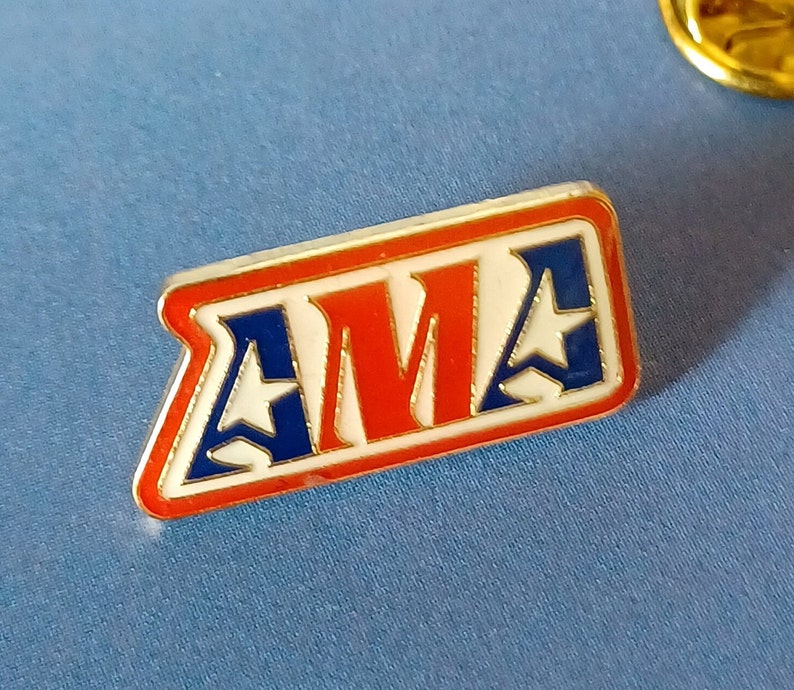 American Motorcyclist Association Red White Blue AMA Lapel Hat Tie Pin ...