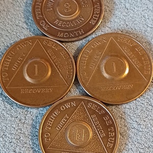 Anonyme Alkoholiker AA Bronze Medaillon 3 Monate, 1 Jahr, 2 Jahr