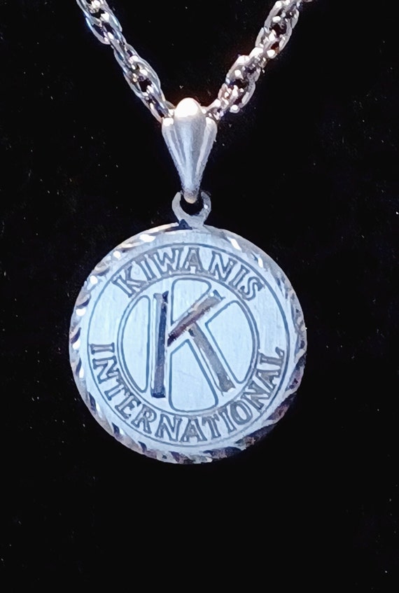 Vintage Kiwanis International Pewter Pendant Neckl