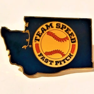 Team Speed Fast Pitch Softball/Baseball Washington State Shaped Lapel/Hat Pin Souvenir 1004