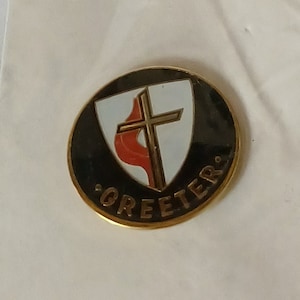 United Methodist Greeter Cokesbury Lapel Hat Tie Pin Souvenir NIB 1985