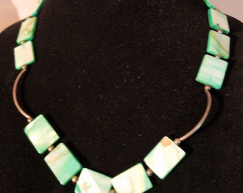 Shell/Abalone Shell with Silver Necklace, Earring and Bracelet Set