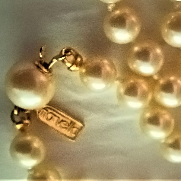 Marvella Vintage Champagne Faux Pearls 36" Knotted Between Each Pearl