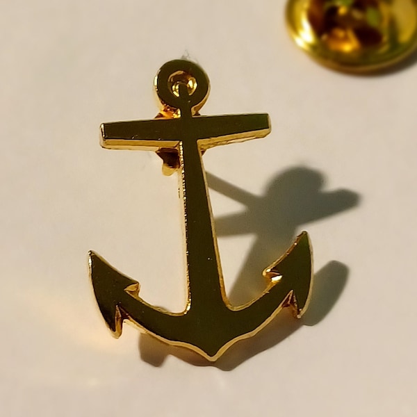 Nautical Anchor Gold Tone Signed LD Lapel/Hat Pin Souvenir 1309