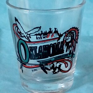 Oklahoma Indian Chief Eagle Clear Glass Standard 1993 Shot Glass Souvenir