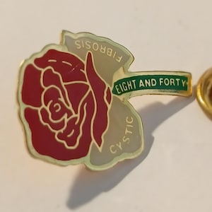 Cystic Fibrosis Eight and Forty Rose Lapel Hat Tie Pin Souvenir 0682