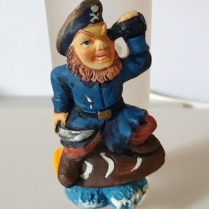 Vintage South Padre Island Pirate Figurine Frosted Tall Collectible Souvenir Shot Glass