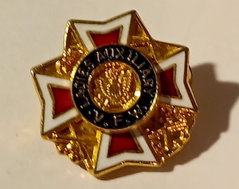 Damas auxiliares VFW Red Gold Cross Lapel/Ham Pin Souvenir 0964