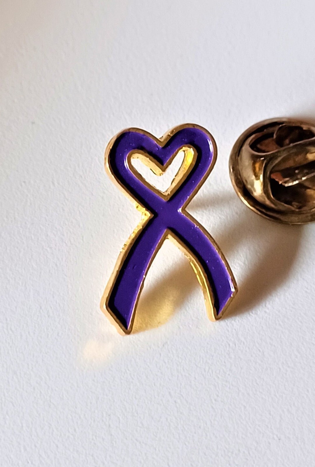 Purple Ribbon Heart Domestic Violence Alzheimers Awareness Enamel Lapel ...