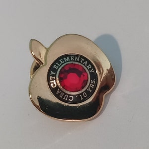 Cuba City Elementary, WI Wisconsin 10 Year Service Golden Apple Lapel/Hat Pin Souvenir 0264