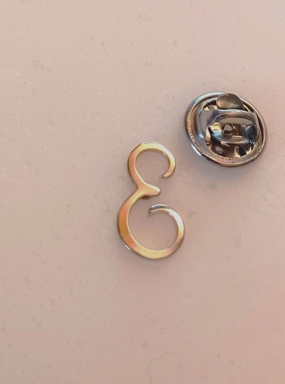 Vintage Letter Initial E Cursive Silver Tone Lape… - image 2