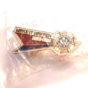 Vintage VFW Veterans of Foreign Wars of the United States of America Make It Happen Lapel Hat Tie Pin Souvenir 1536 image 1