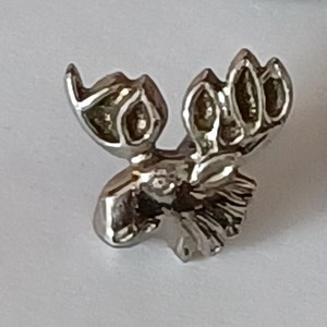 Moose Loyal Order of Moose Sterling Silver Moose Head Screw Back Lapel Hat Tie Pin Souvenir 1727