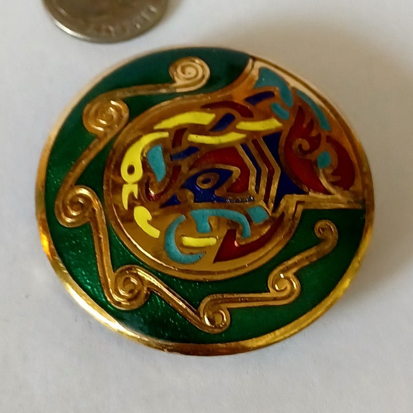 Vintage Book of Kells Tara Ware Brooch Pendant Copper Lapel Hat Tie Pin Souvenir 1966