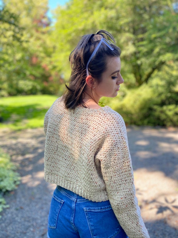 Crocheted Semi cropped Sweater Etsy