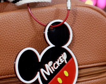 Op Mickey Mouse geïnspireerd bagagelabel gepersonaliseerd met jouw naam of zin!