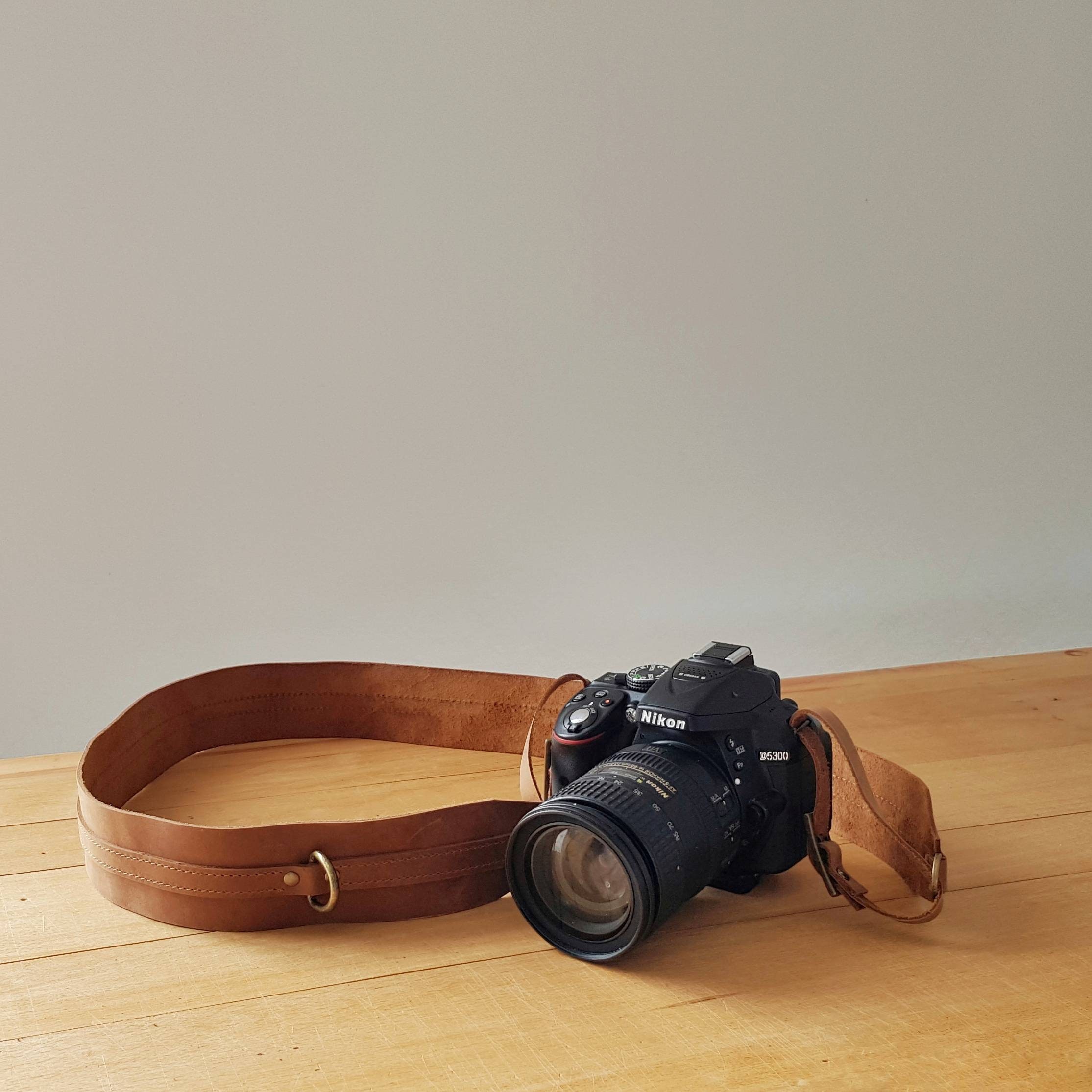 Personalized Leather Camera Strap With Optional Detachable Lens