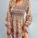 Bohemian Floral Print Mini Dress - Boho Dresses for Women - Summer Dress for women - summer boho dress - Fall Dress