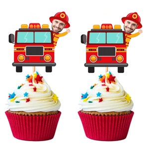 Digital Personalized Firefighter cupcake Toppers graduation fire school