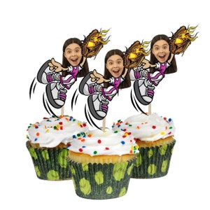Personalized Funny Caricature Softball Face Cupcake Toppers