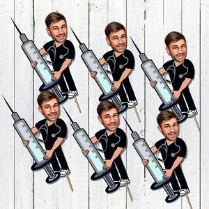 Personalized Male Nurse, Anesthesiologist Graduate Cupcake Toppers, Graduation Medical Face picks Digital Download