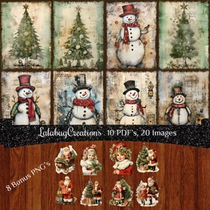 Christmas Snowman Junk Journal, Christmas Tree Printable Kit, Junk Journal Kit, Digital Junk Journal, Junk Journal Printables