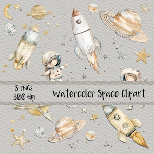 Watercolor Space Astronaut Clipart, Astronaut PNG, Space Clipart, Watercolor Outer-space PNG, Instant Download
