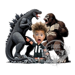 Personalized Godzilla vs King Kong Cupcake Toppers, Face Picks DIGITAL DOWNLOAD