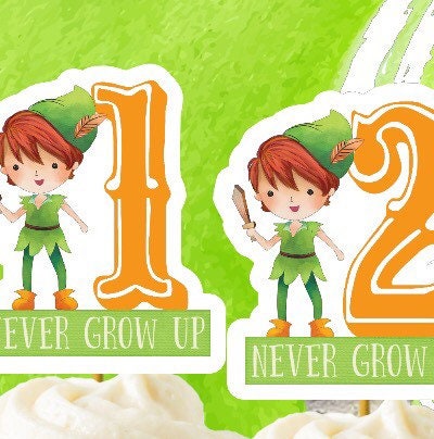 Peter Pan Never Grow up Cupcake Toppers Birthday - Etsy