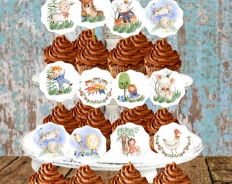 Instant Download Printable Mother Goose Nursery Rhymes Cupcake Toppers