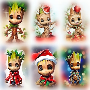 Cyfrowe drukowane etykiety świąteczne Groot Christmas