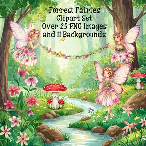 Coleção encantadora de clipart de fadas da floresta, recortes sofisticados para diário, criação de cartões, ótimo para etiquetas de presente, criação de cartões, diários