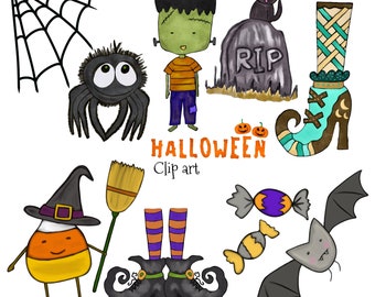 Halloween Clip Art  Instant Download Frankenstein Pumkin