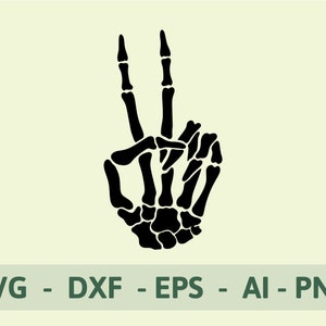 Skeleton Peace Sign, Skeleton Peace Hand, Skeleton Hand, Cricut svg, Clip art, Instant Download SVG, PNG, EPS, dxf, ai digital download