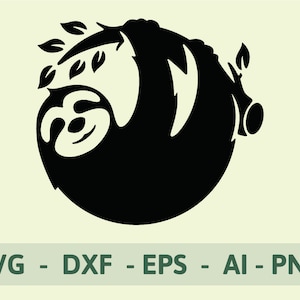 Sloth SVG, Sloth PNG, Sloth EPS, Sloth Cut File for Cricut, Silhouette, Instant Download