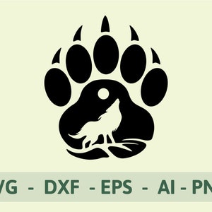 Wolf SVG| Wolf Paw SVG| Wolf Paw Print File| Wolf Paw Mountain Svg| Wolf Paw Moon Svg| Wolf Paw Silhouette| Wolf Cut| Instant Download