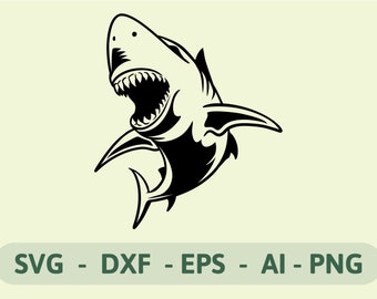 Shark Design Svg, Shark SVG, Shark PNG, Shark EPS, Shark Silhouette, Shark Clipart, Shark Face Svg, Shark Fish Svg, Instant Download