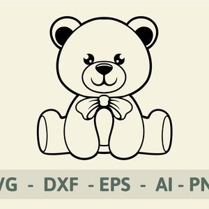Teddy Bear SVG PNG DXF files. Sitting teddy bear cut files and clip art. Cute Bear svg. Cricut Cut files. Bear outline svg. Instant download