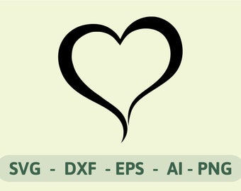 ハート SVG、落書きハート DXF、オープンハート、カッティングファイル、クリカット、シルエット、即時ダウンロード