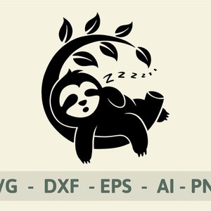 Sloth SVG - Sleeping sloth - Sloth clipart - SVG, PNG, eps, dxf, ai files for shirts - Svg for cricut - Cute sloth svg - Instant Download