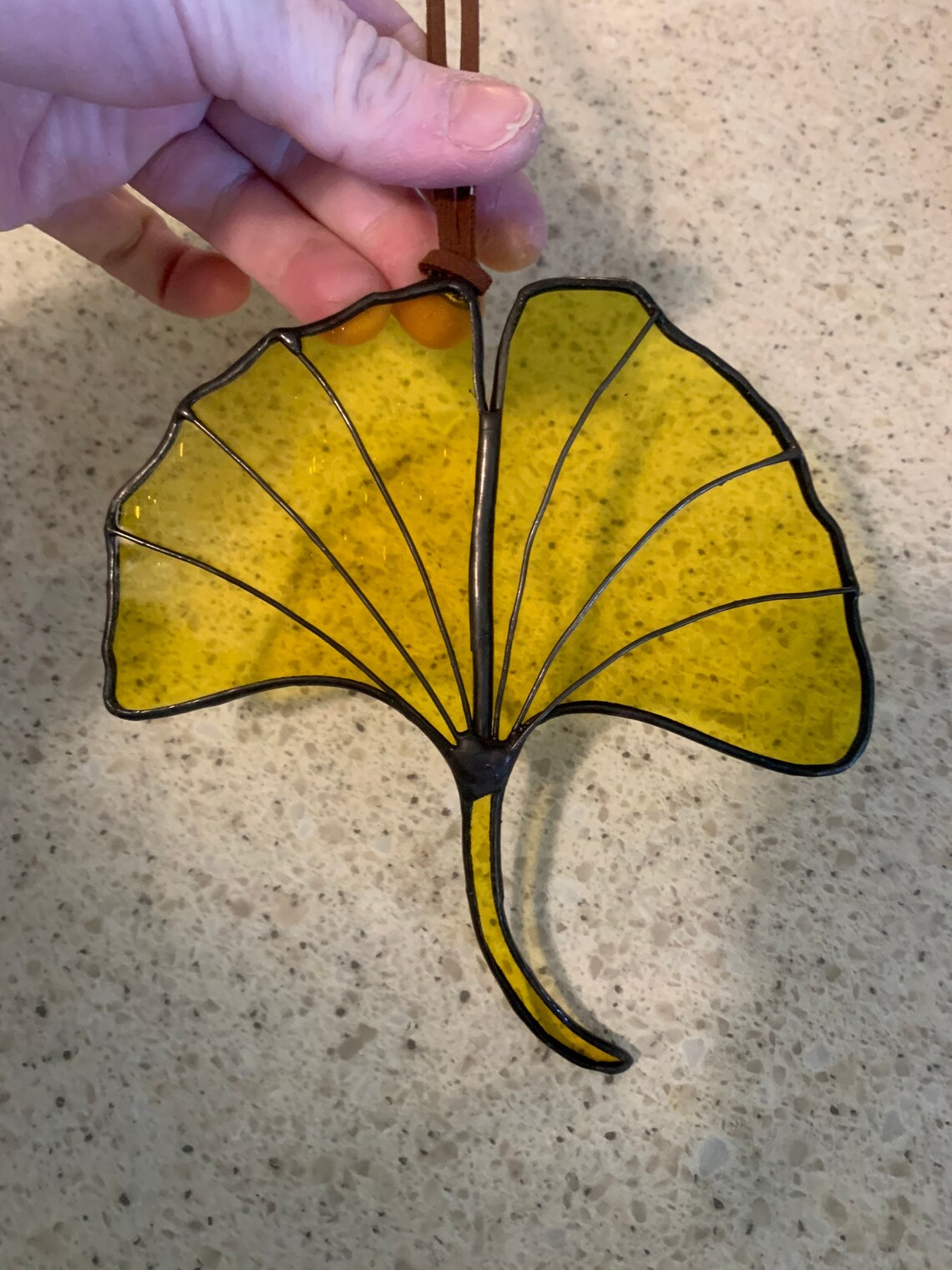 Yellow Stained Glass Ginkgo Leaf 5 Inches by 5 1/2 Inches Etsy