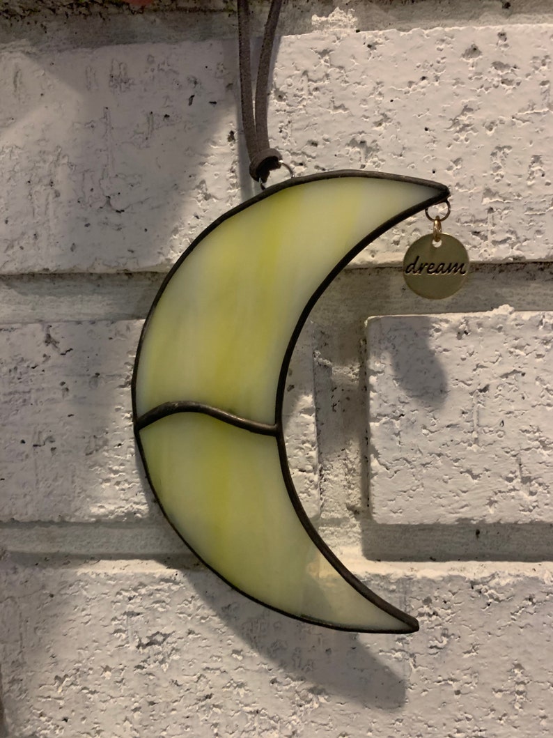 Stained Glass Moon with Hanging charm Etsy
