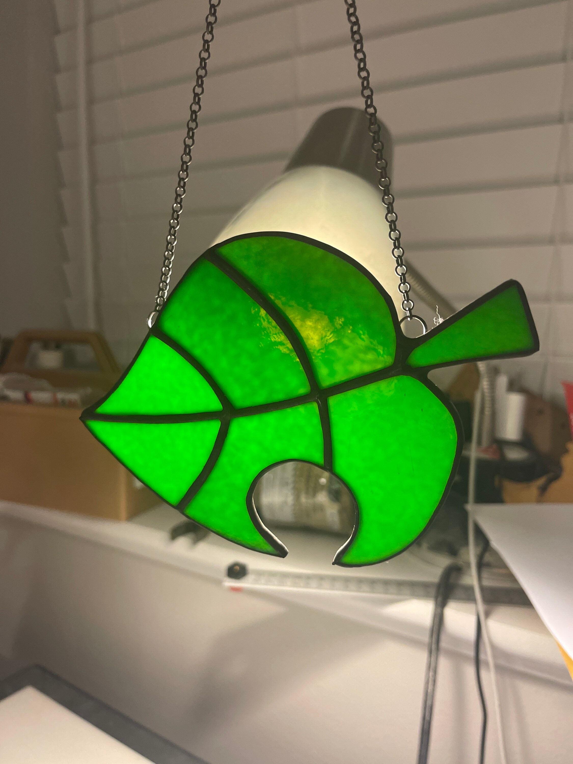 Stained Glass Animal Crossings Inspired Leaf Leaf Suncatcher Etsy